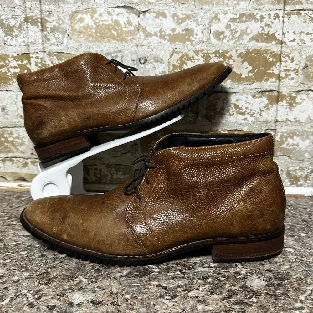 Cole Haan NikeAir Brown Leather Oxford Ankle Boots Men's Size 13M Pebbled READ